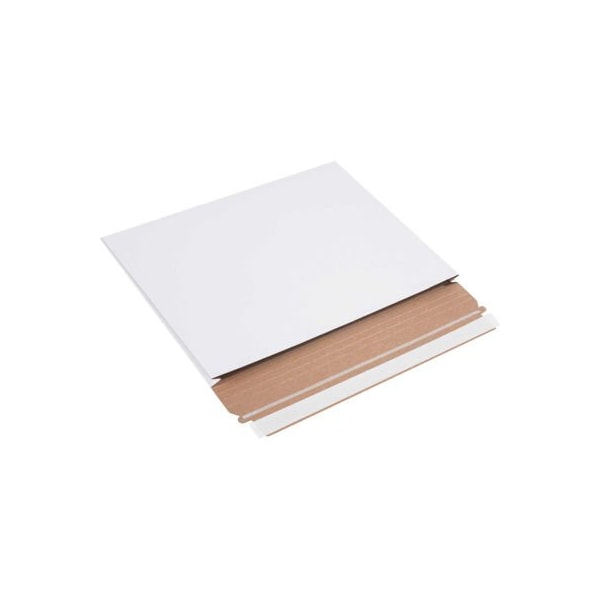 The Packaging Wholesalers Stayflats Plus Gusseted Mailers, 12-1/2inW x 9-1/2inL x 1inD, White, 100/Pack ENVRM2G - main